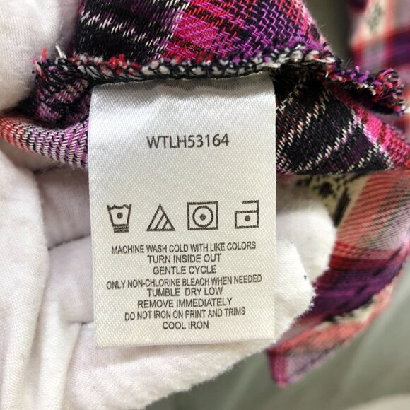 Rock 47 Wrangler Western Shirt Womens M Long Sleeve Pink Plaid Tunic Longline - Picture 9 of 12